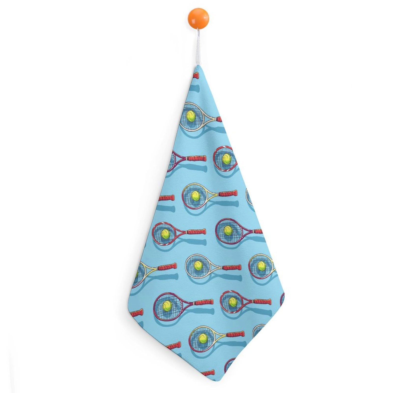 CGSBNGHA Tennis Ball Racket Sport Hand Towel Hanging Face Towels Cleaning Cloths Handkerchief for Bathroom Kitchen