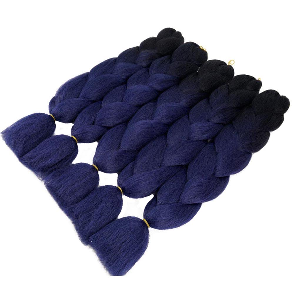 Amazon.com : AIDUSA Ombre Braiding Hair Black to Dark Blue 5  display picture 1