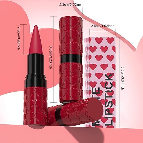 Miniatura 101 de evpct Juego de 3 lápices labiales color rubí ciruela rojo malva degradado mate lápiz labial lápiz labial lápiz lápiz para mujeres de larga duración