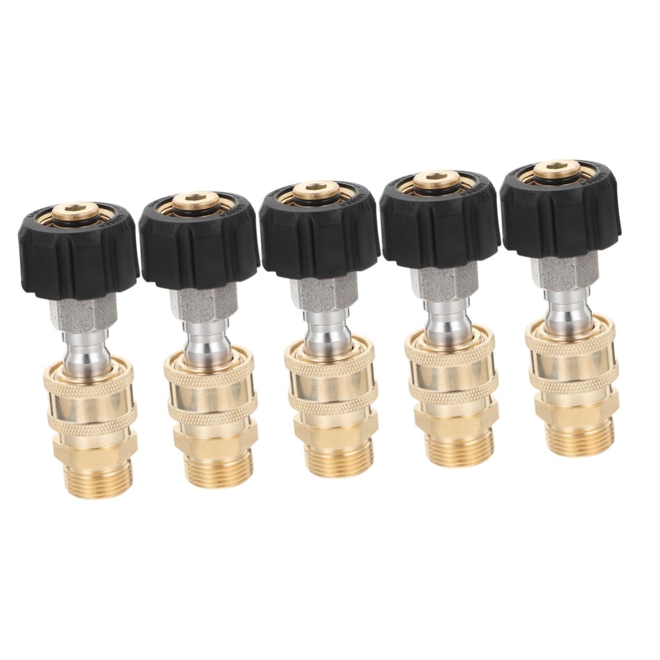 Milisten 5 Juegos Adaptador conectar Masculino rápido Adecuado Accesorios de Manguera limpiadora de Alta presión Conector de latón para Lavadora a presión arandela Conector rapido Dorado