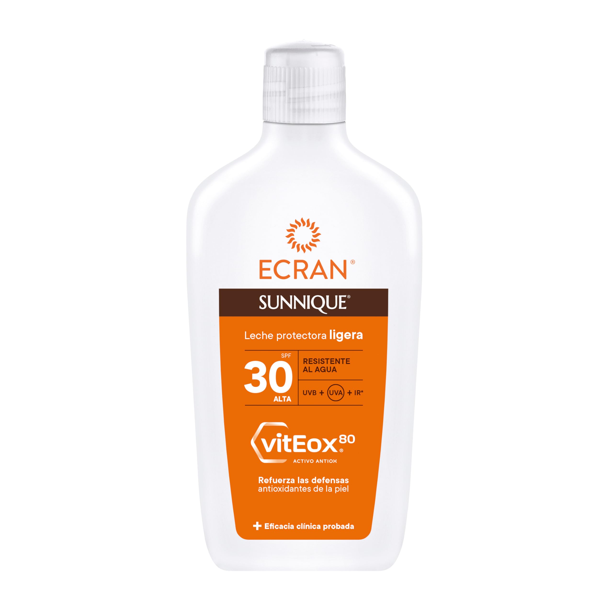 Ecran Sunnique - Leche Protectora Solar FPS 30, Protección UVB + UVA e IR-A, Refuerza las Defensas, Protege la Piel, Hidratación 24 h, Fórmula con VitEox 80, para Toda la Familia - 370 ml