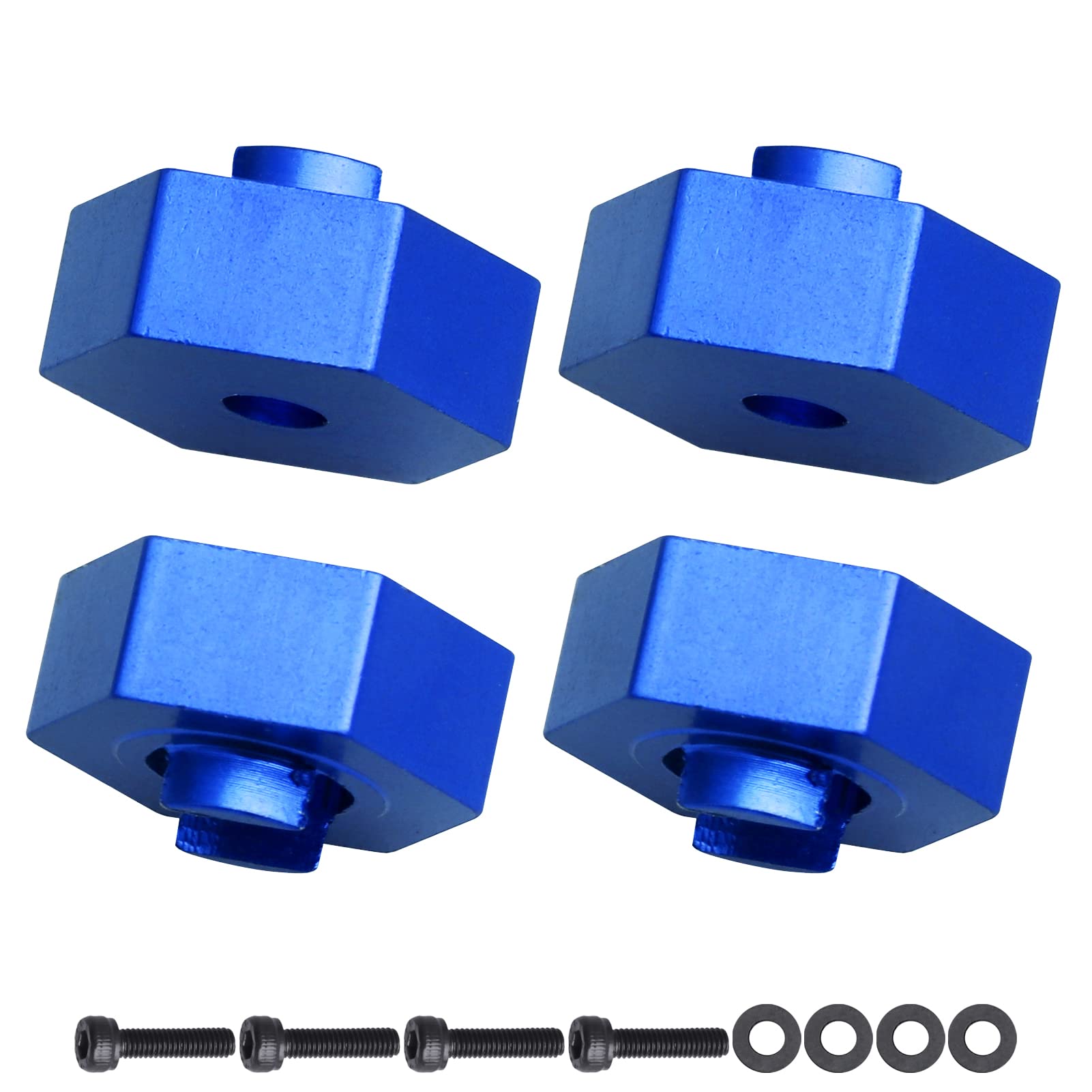 HobbyfireMetal Aluminum Wheel Hex Hubs 4-Pack Upgrades for 1/18 Traxxas LaTrax Teton Desert Prerunner SST, Replace Parts 7669 (Blue)