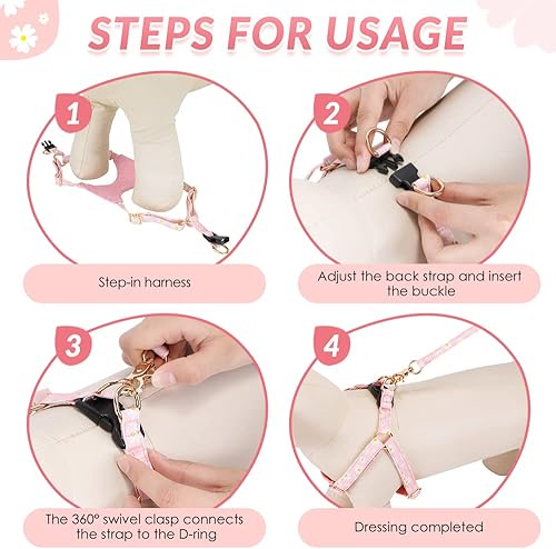 Miniatura 3 de Lukovee Juego de arnés y correa para cachorro, chaleco de arnés y correa para cachorros, ajustable, ligero y suave, de ante con hebilla a presión,