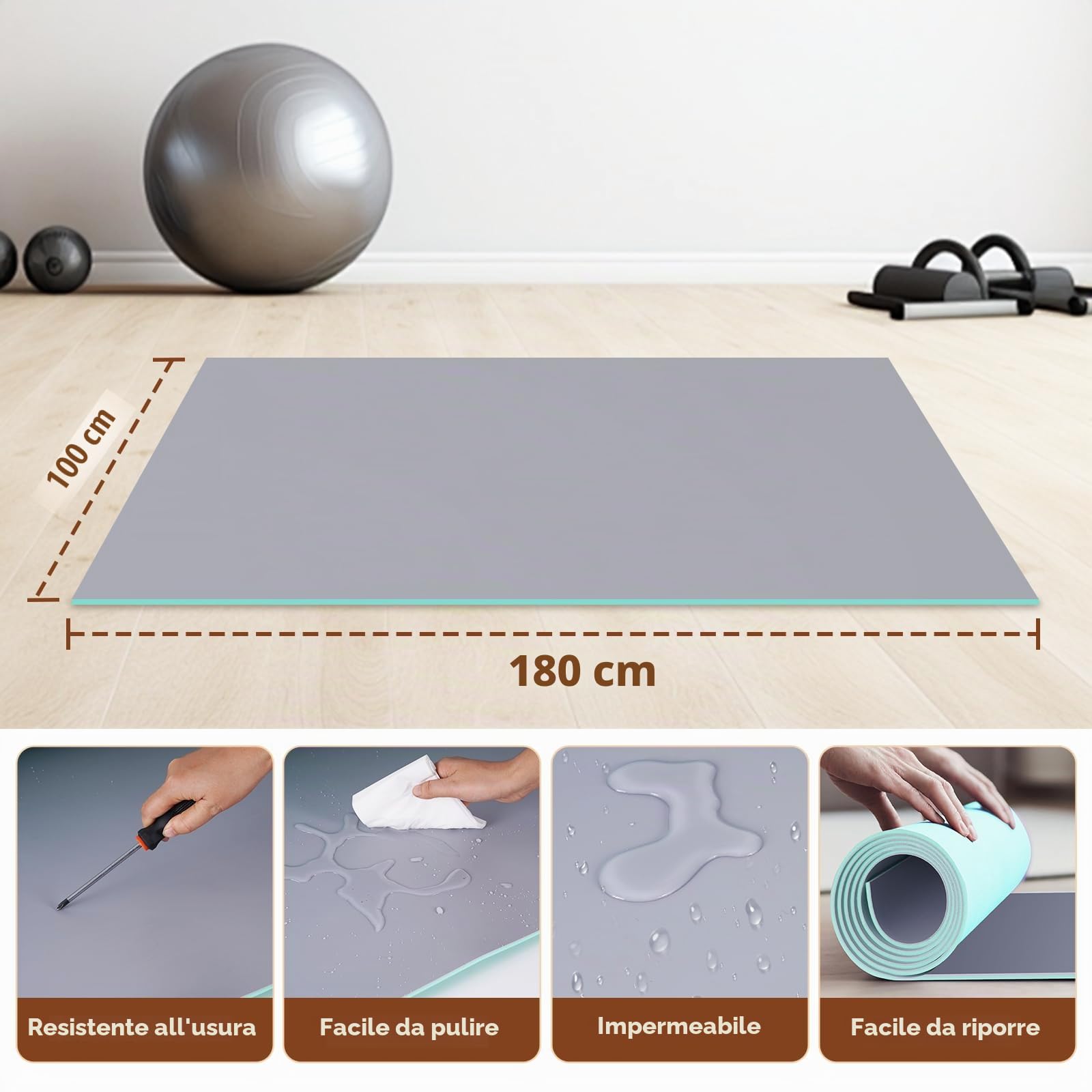 YJINGRUI Tappetino da ballo portatile, 180 x 100 cm, con borsa per il trasporto, 5 mm di spessore, antiscivolo, ammortizzante, in PVC, per jazz, balletto e tutti gli stili di danza, casa e studio | 5 mm di spessore, con borsa per il trasporto per un facil
