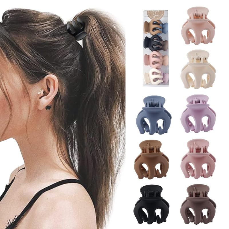 FAMEZA 6 PCS PREMIUM Hair Clips 1.37 Inch Colored Small Hair Claw Clips for High Ponytail HOLDER (PACK F 6)-image-24