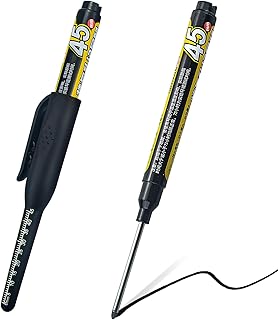 2pcs black Long Nib Deep Hole Marker Pen - 45mm Extra-Length Tip for Precise Marking, Refillable Water-Resistant Construction Marker, Heavy-Duty Carpenter Pen for Woodworking & Plumbing