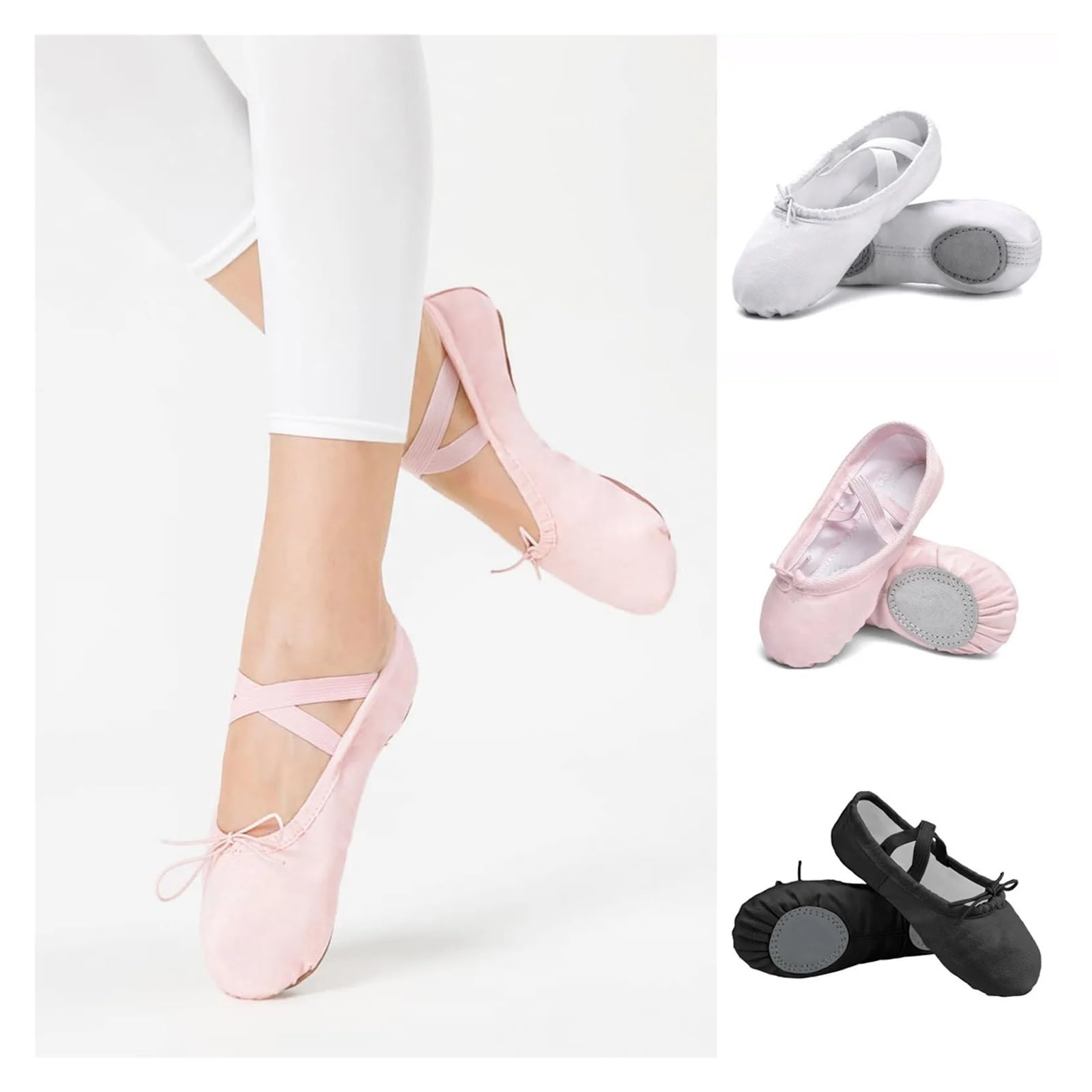 Zapatillas Ballet Niña Zapatillas de Ballet de Lona for Mujer, Zapatillas de Baile for niñas, Suela Dividida, Zapatillas de Gimnasia, Yoga, Baile, Bailarinas for Adultos