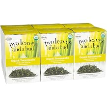 Two Leaves and a Bud Organic Tamayokucha Green Tea Bags, Whole Leaf Green Tea in Pyramid Sachets, Japanese Green Tea, Light Flavor, 15 Count Pack of 6