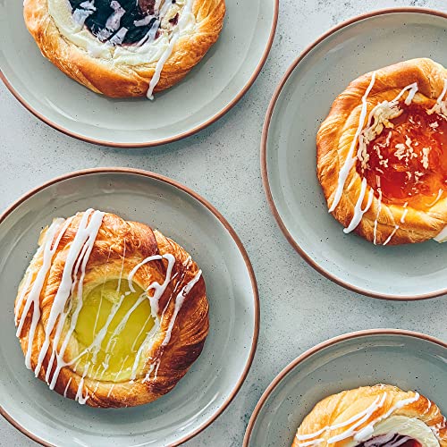 Mora Ceramic Plates Set, 7.8 In - Set Of 6 - The Dessert, Salad, Appetizer, Small Dinner Etc Plate. Microwave, Oven, And Dishwasher Safe, Scratch Resistant. Kitchen Porcelain Dish - Earl Grey #TOP5