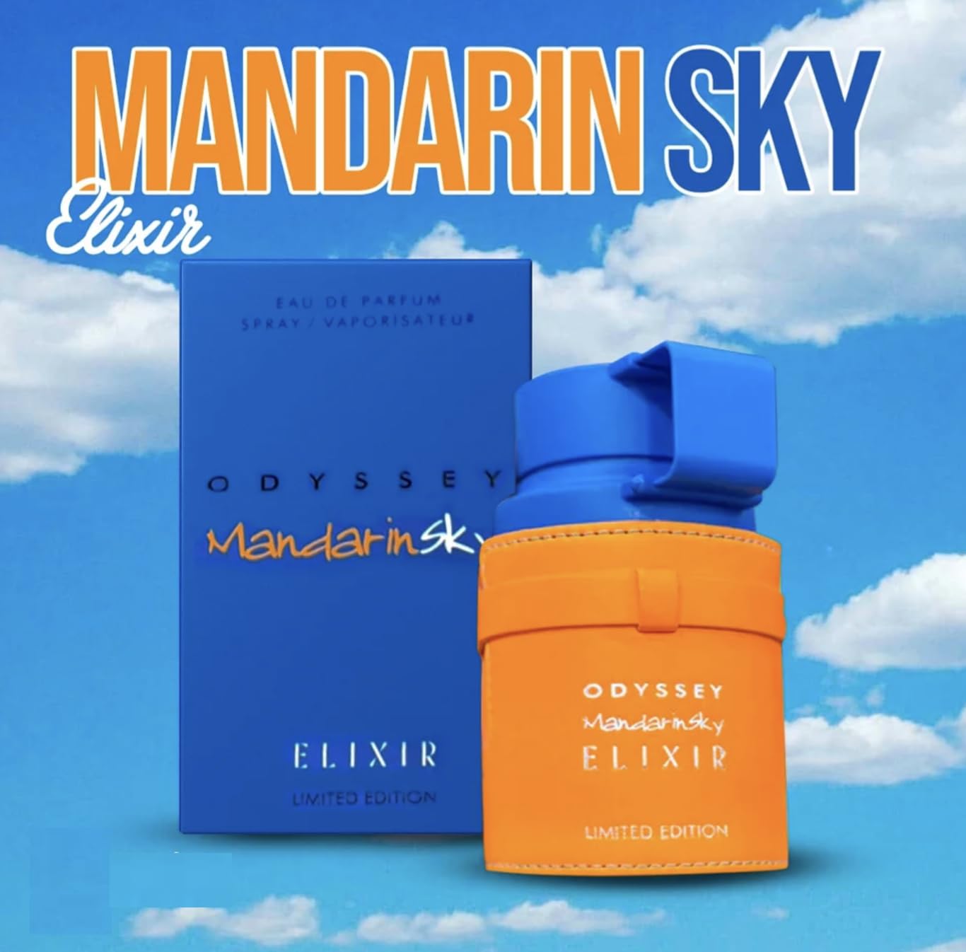 Perfume Odyssey Mandarin Sky Elixir Eau de Parfum 100 ml, Perfume Árabe de Larga Duración, Incluye Atomizador Recargable 5ML, Fragancia Cítrica Dulce Amaderada (Mandarin Sky Elixir)