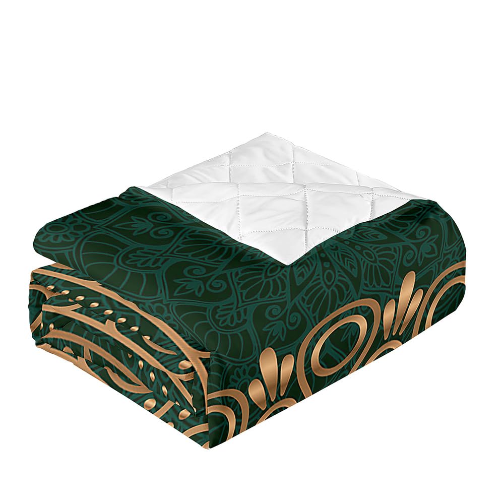 Highdi Stile Mandala Estiva Piumino Estivo Matrimoniale, Microfibra Extra Morbido Trapunta Matrimoniale, Bedding Piumino 220 X 240 Cm, Piumone Leggero Per Tutte Le Stagioni (230 * 260cm,Blu Giallo