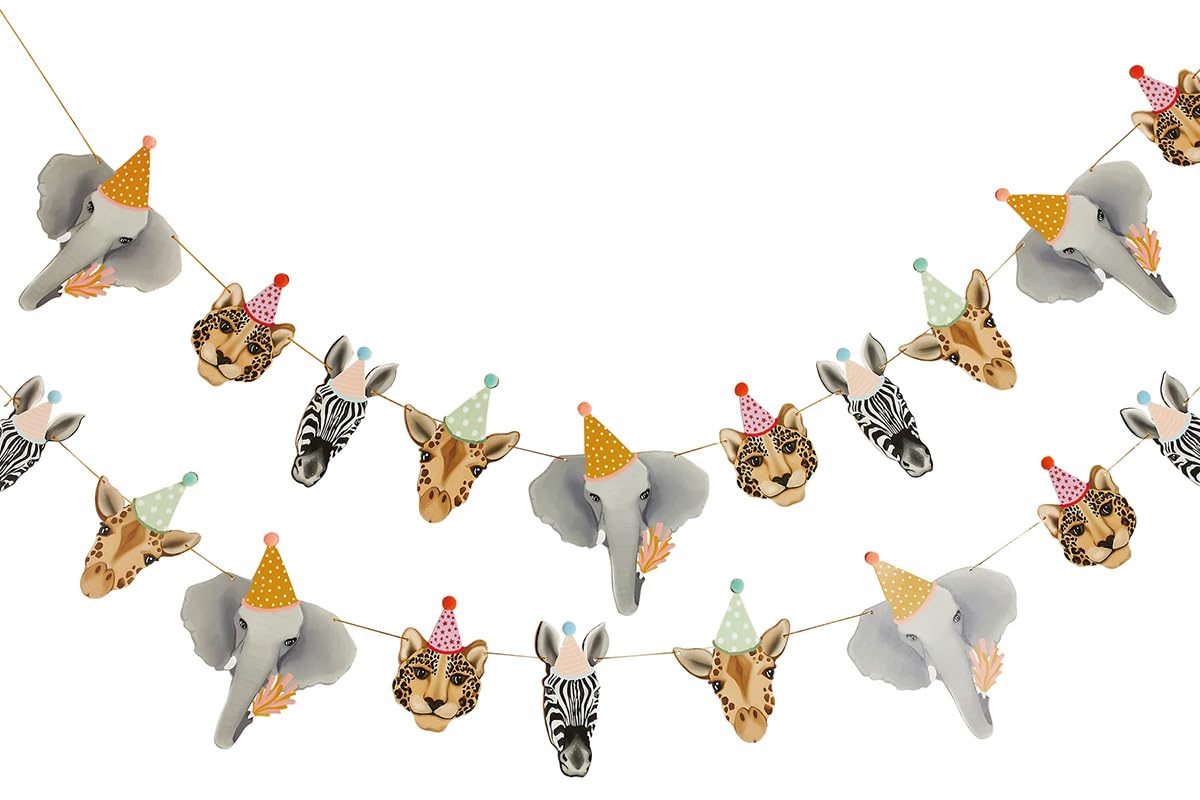 Club GREEN 31PK Animal Party Bunting 2m Childrens Party Decorations, Kids Bedroom Decorations, Birthday Decorations, Hanging Decoration 2m