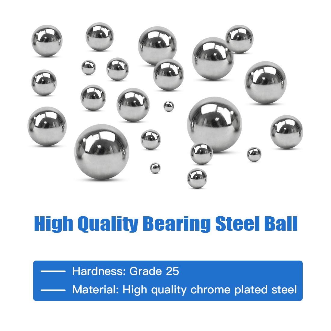500Pcs Bearing Balls - SAE Chrome Steel Assortment Kit -3