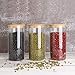 Ellenge Glass Storage Jars with Lids 1000ML Set of 3 - High Borosilicate Glass Airtight Kitchen Food Canisters Cylinder Clear Preserving Seal Containers with Bamboo Lid for Canning Cereal,Pasta