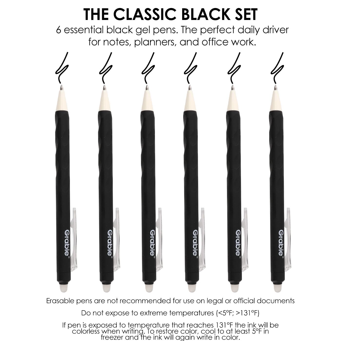 Grabie Erasable Gel Pens Medium Point 0 7 mm Erasable Pens Make Mistakes Disappear for Drawing Writing Planner — view 2