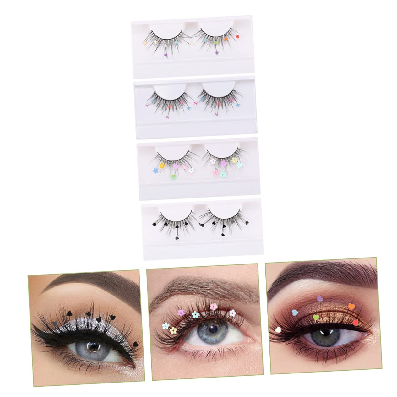 FRCOLOR 12pares Pestañas Postizas De Lentejuelas Brillantes De Fake Lashes Para Fiestas De Navidad y Año Para Maquillaje De Cosplay y Eventos Especiales