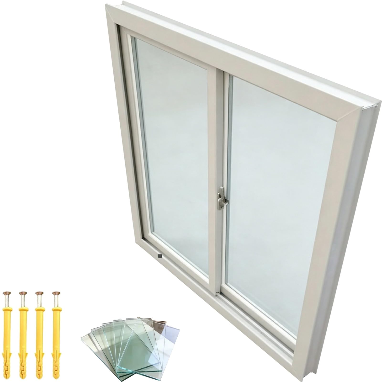 55 X 45Cm,53 X 45Cm,Home Windows Ersatz-Badezimmerfenster,Schuppenfenster | Weiß | Doppelt Verglast, Isoliert, Sanftes Gleiten, Wärmedämmung, For Schuppenhaus-Haushaltsschieber(64x20cm/25x8in)