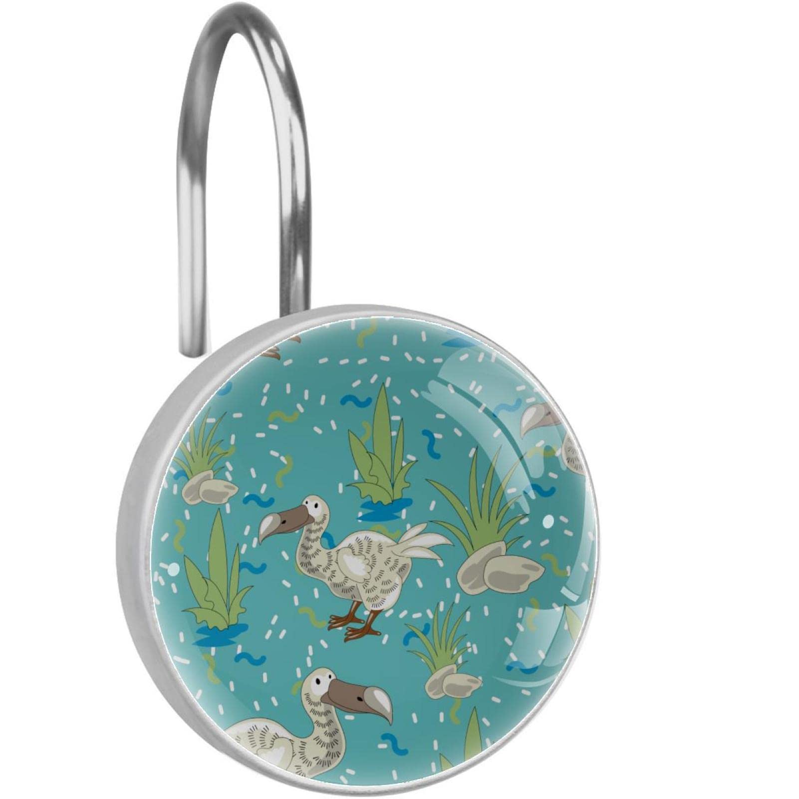 Crochets de rideau de douche en acier inoxydable lot de 12 anneaux décoratifs Dodo Bird