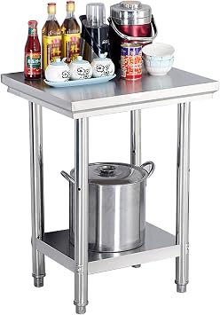 Stainless Steel Table,Kitchen Work Table,Commercial Metal Prep & Work Table,with Adjustable Undershelf, for Restaurant, Commercial Kitchen,Home,Hotel and Garage70 * 60 * 80cm,L*W*H