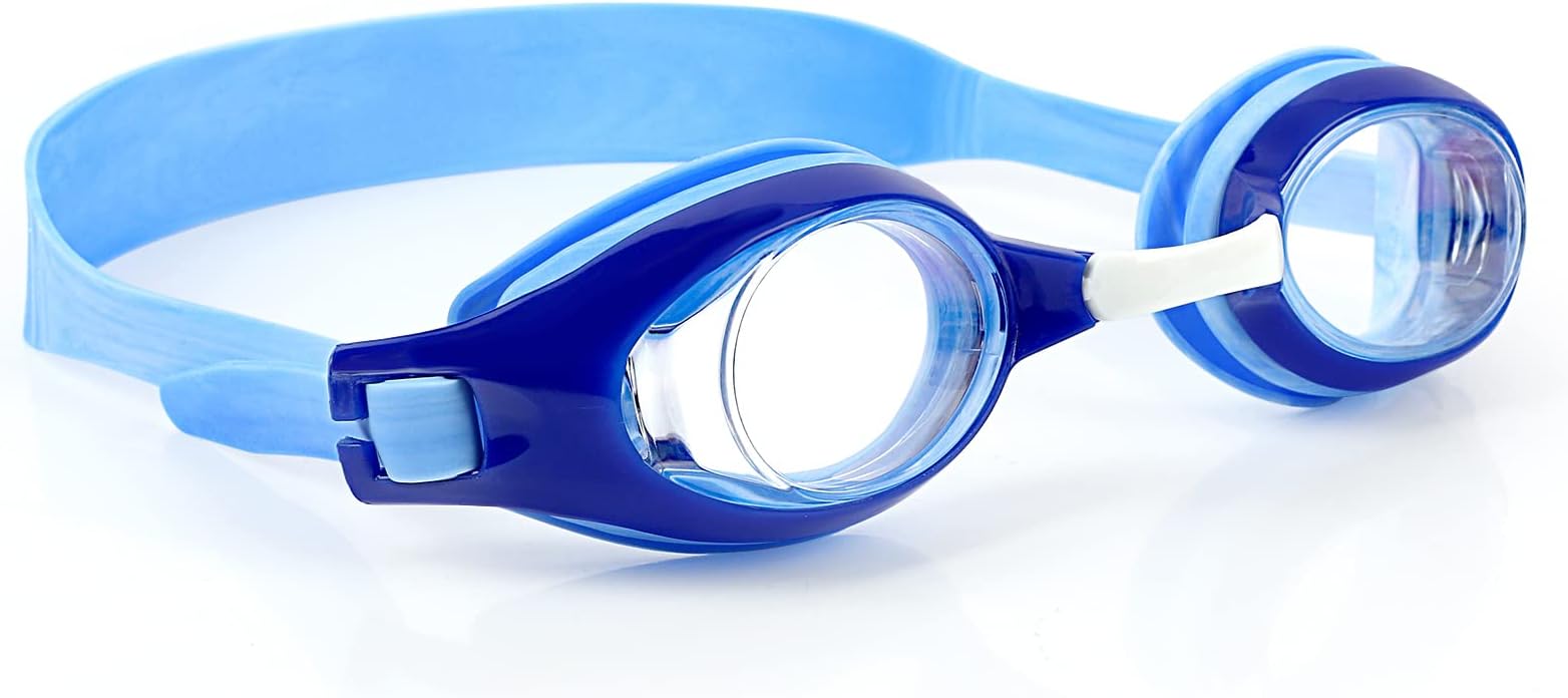 Kids Goggles, Swimming Goggles for Toddler Childs Kids Boys Girls Adult No Leaking, Soft Silicone Gasket for Age 3-16 (Blue)