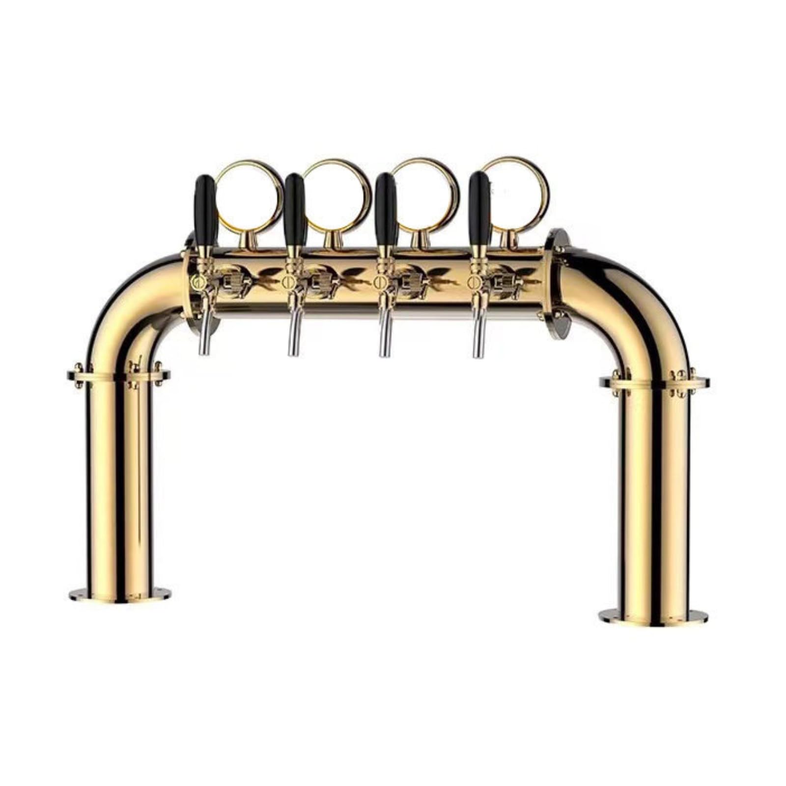 KESOTO Beer Dispenser Colonna Distributore Birra Rubinetti Spillatore Torre Acciaio Inox Finitura Speculare con Rubinetti E Manopole Ronde per Erogazione, Oro, Oro, 4 Teste