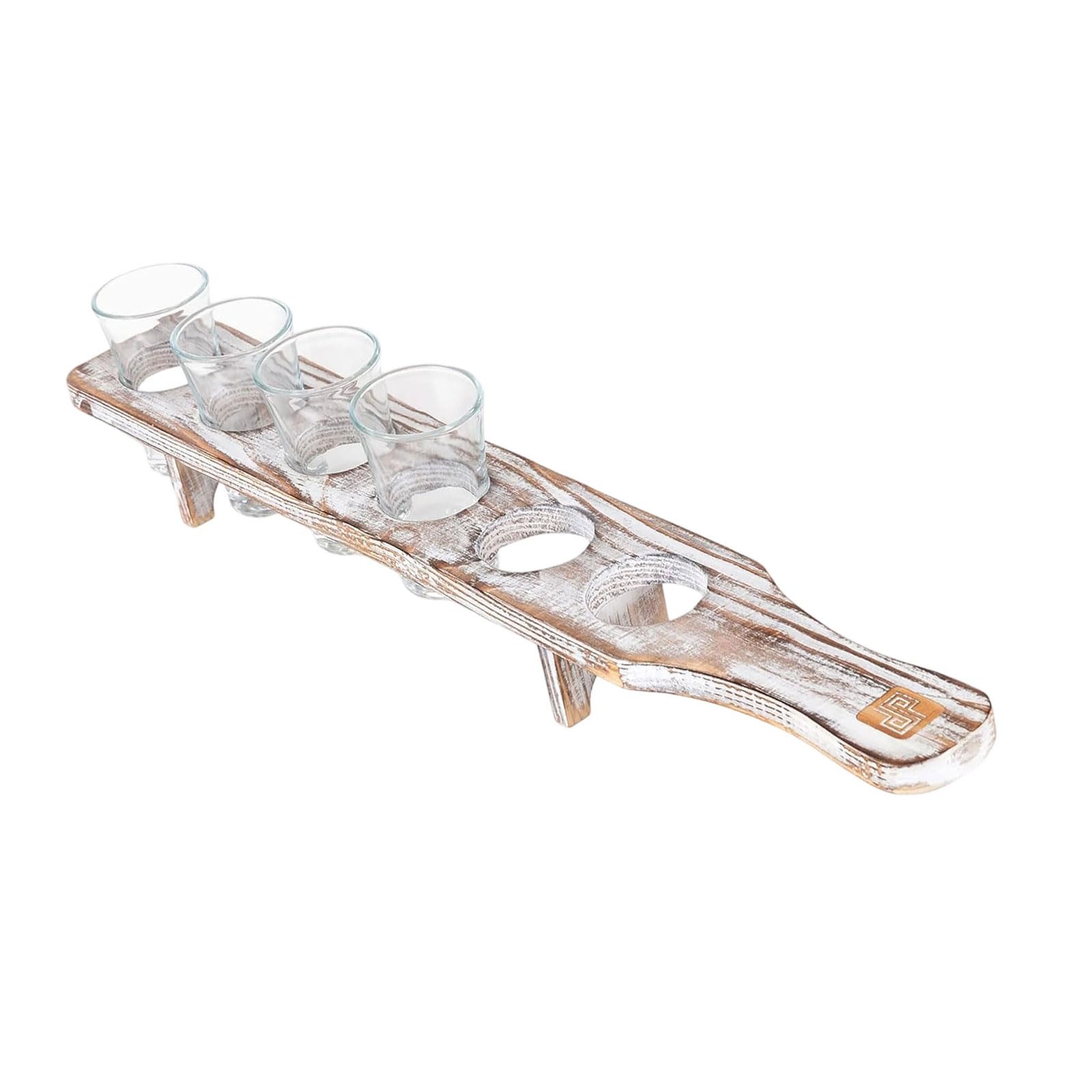 PANGBOER Wooden Tequila Shot Glass Display Tray with 6 Holes for Serving Tequila Tray