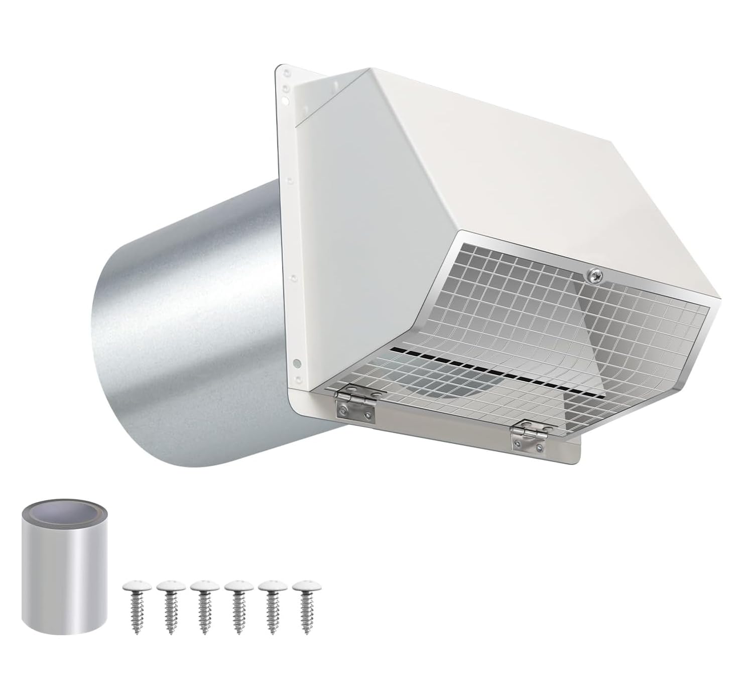 6 Inch Hooded Wall Vent with Screen and Damper,6" Vent Hood Wall Exhaust Vent Cover,Dryer Vent Cover Outside,6"Vent Cover Exterior Wall Vent Cap for Range Hood Kitchen Air Ventilation,Galvanized Steel