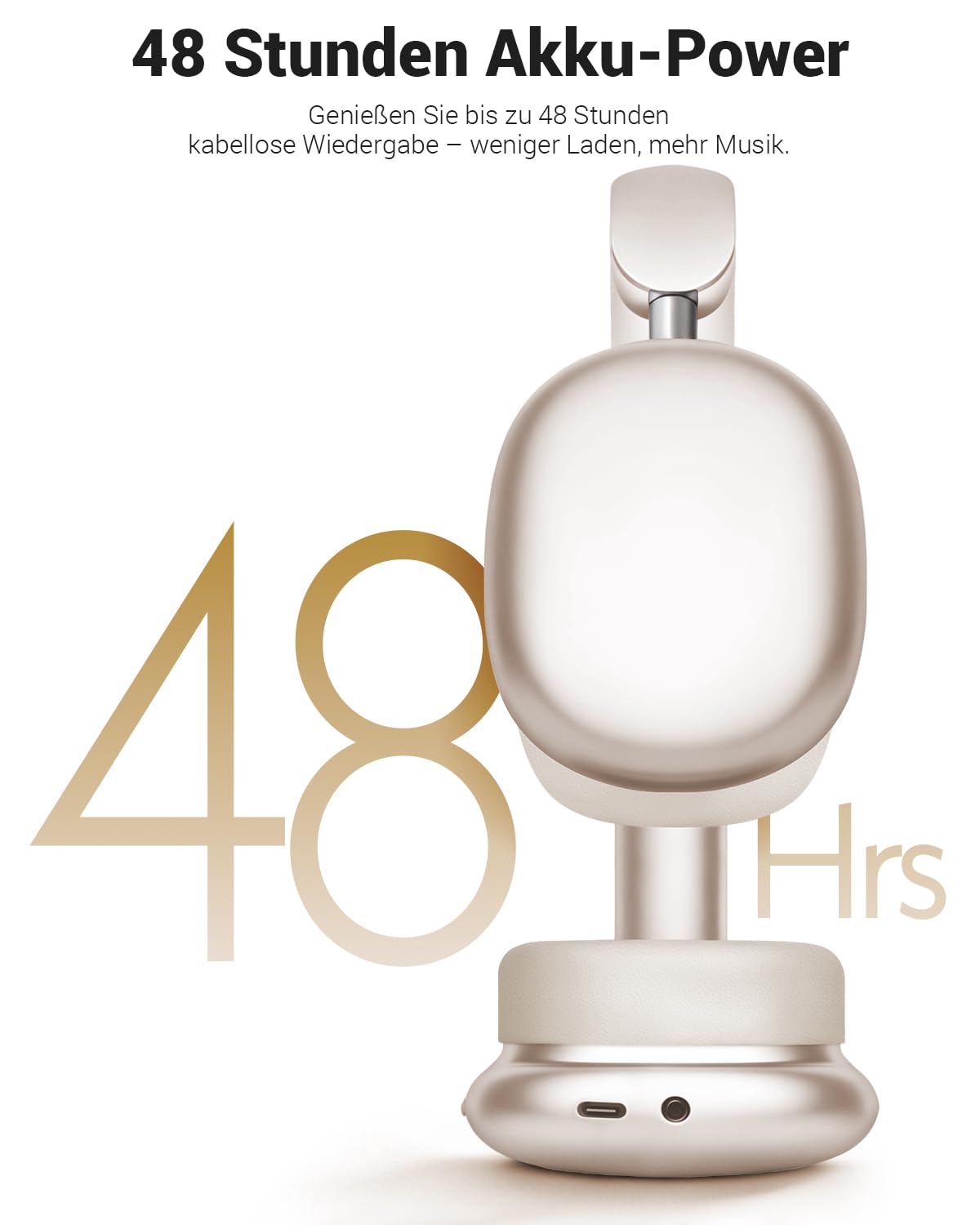 Wentronic Y01 Noise-Cancelling-Kopfhörer, Kabellose Over-Ear-Kopfhörer, Bluetooth 5.3, Hi-Res Sound, 48h Wiedergabe, faltbar, mit Mikrofon für iOS/Android/PC – Sternenlicht