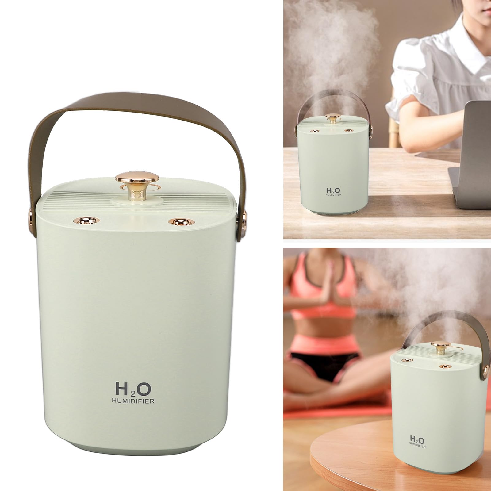 Umidificatore Portatile a Doppio Spray, 1,2L, con Luce Notturna, Alimentato USB, Diffusore per Scrivania e Auto