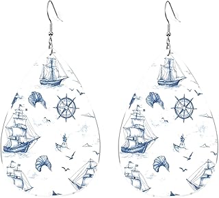 Ocean Blue Marble Print Women Earrings Funny Printing Fashionable Waterdrop Shaped Retro Cute Accessories