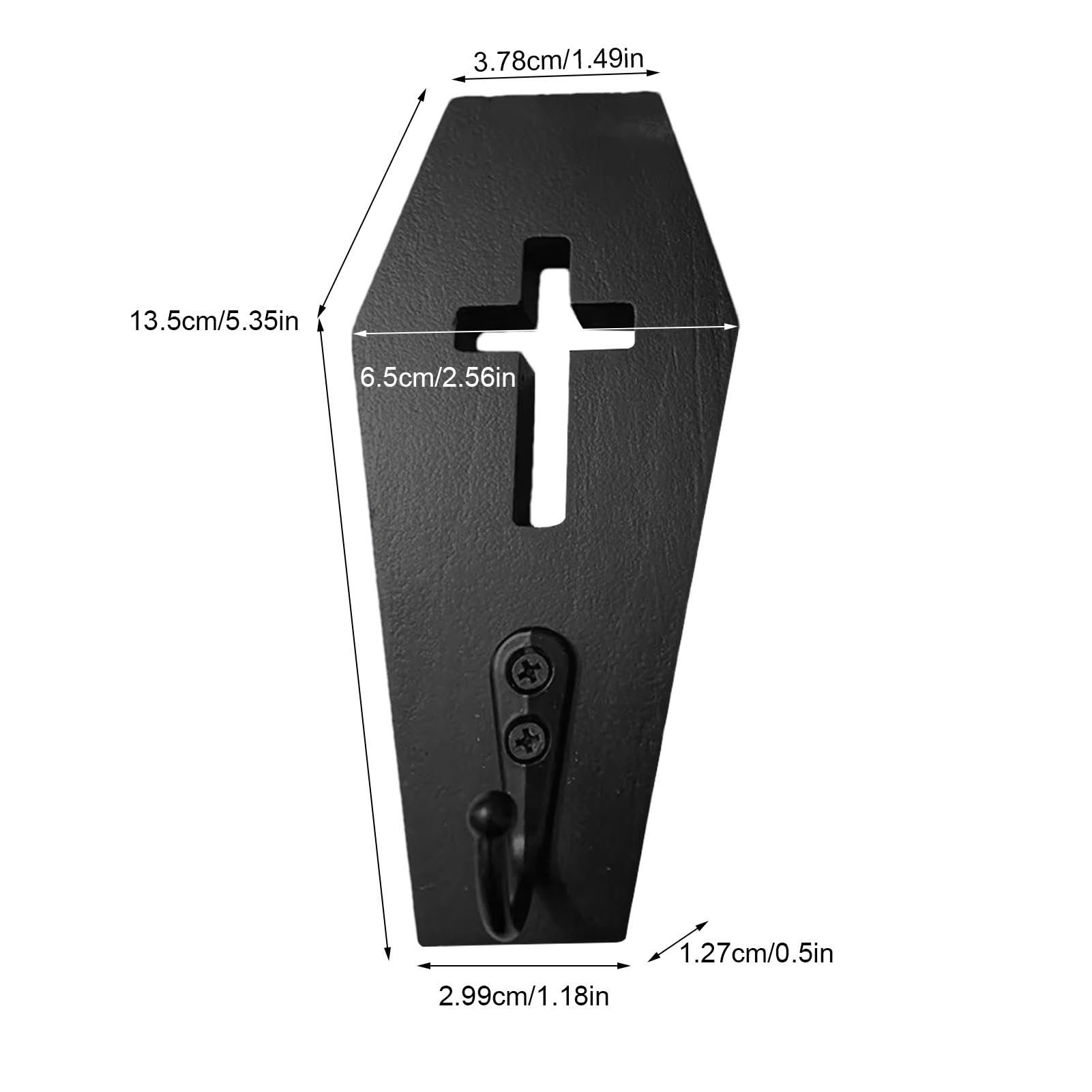 Portachiavi a forma di bara, con ganci in legno nero rustico, decorazione gotica, decorazione per la casa, ganci robusti per studio, camere da letto