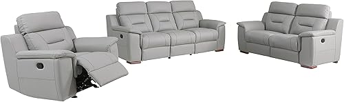 Miniatura 28 de Blackjack Furniture Walker Leather Match - Sofá biplaza tapizado reclinable para sala de estar, sofá, gris lava