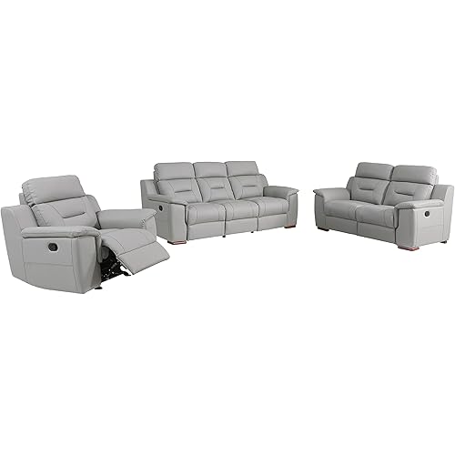 Blackjack Furniture Walker Leather Match Upholstered Reclining Living Room Chair, Loveseat, Sofa, Lava Gray