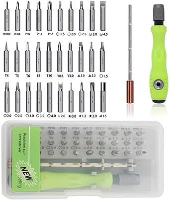 Farraige 32 In 1 Mini Screwdriver Bits Set with Magnetic Flexible Extension Rod for Home Appliance; Laptop; Mobile; Computer Repairing Preparations (Green)