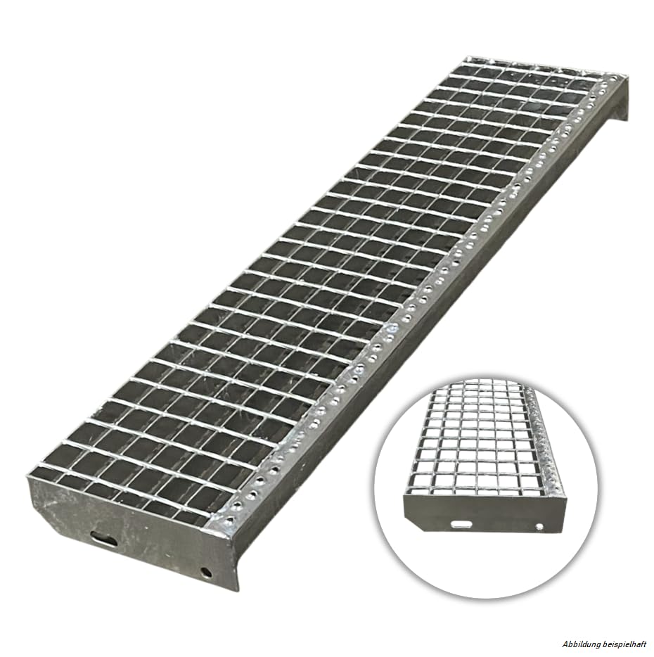 SRM Design 3 Stufen Standtreppe Stahltreppe Wangentreppe Gitterrosttreppe Außentreppe Industrietreppe freistehend Breite 60 cm Höhe 63 cm Weiß ohne Geländer
