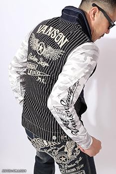 Amazon | [バンソン] ウィングスター デニムベスト NVSV-2301 刺繍