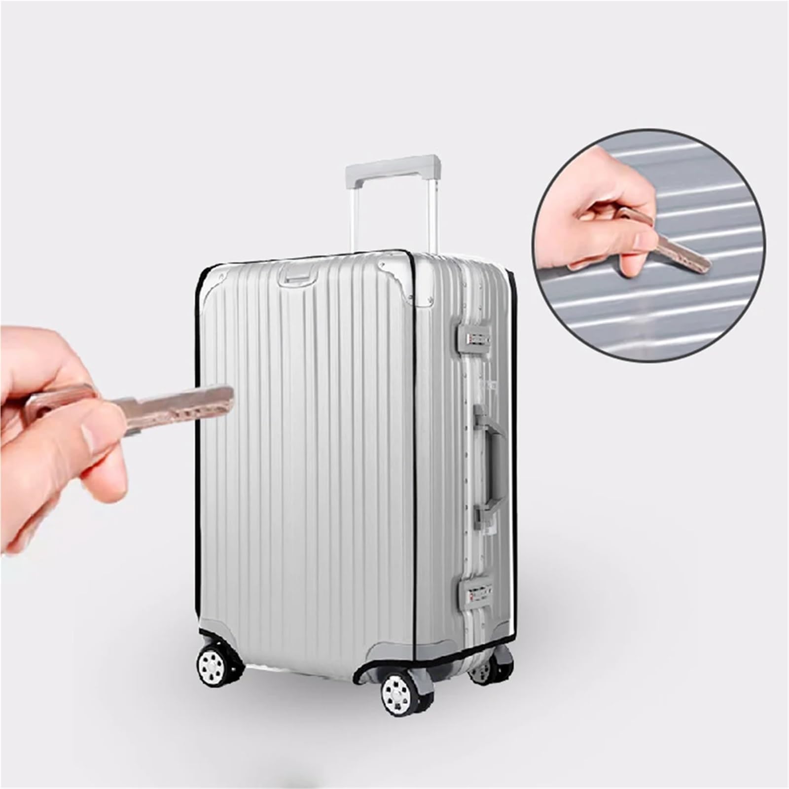 2 pezzi di copertura protettiva for bagagli in PVC trasparente for con ruote esterna resistente all'usura Per Valigie(22 inches)