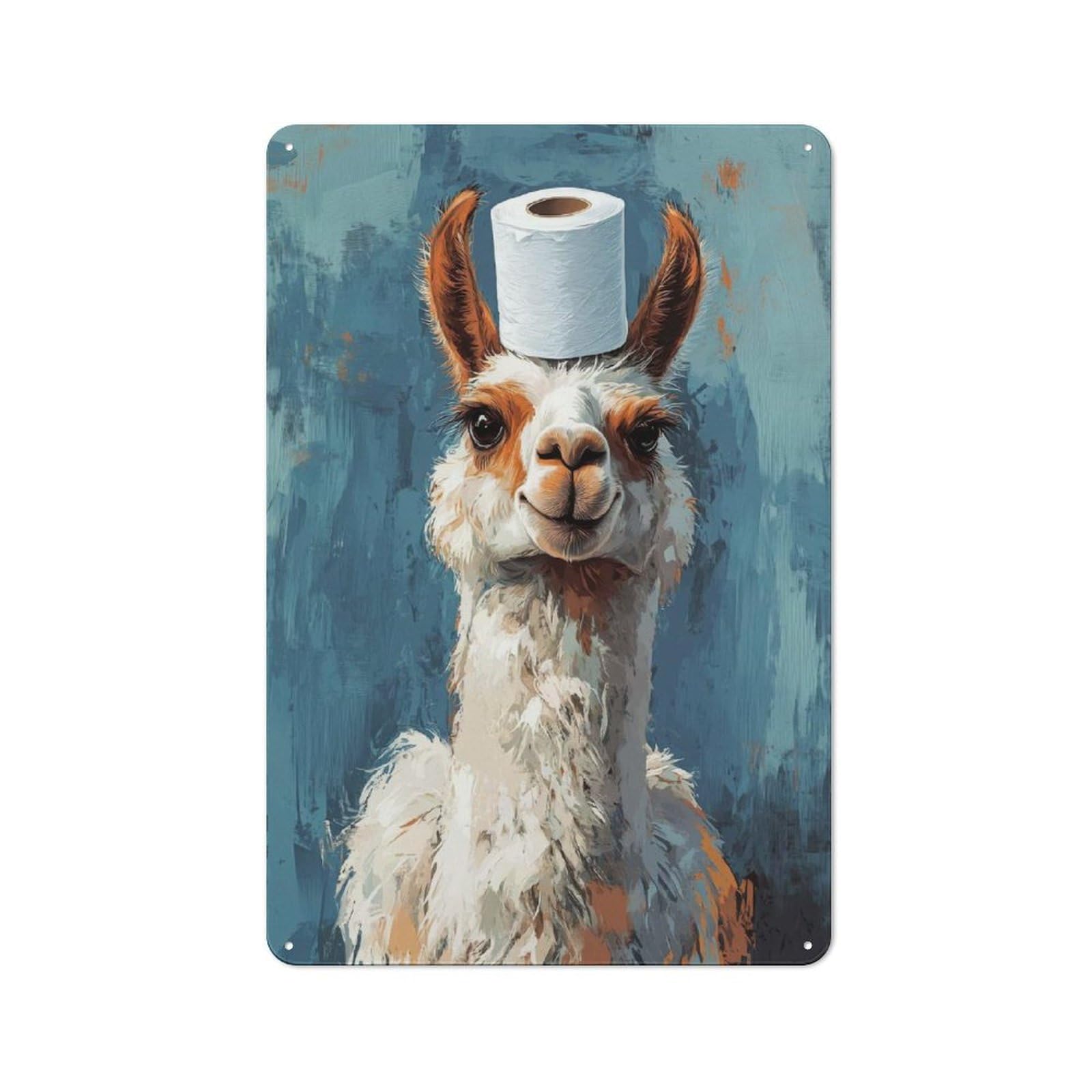 Junmoney Style-10 Llama With Toilet Paper Hat Decorative Tin Sign 30X20cm, Old Fashioned Vintage Wall Decor For Lounge, Study, Pub Or Wall Gallery
