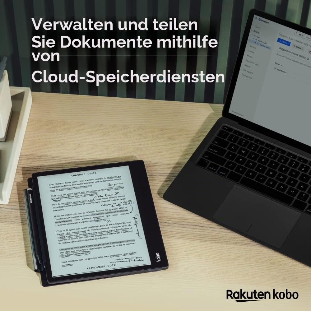 Kobo Elipsa 2E | eReader | Antireflex-Touchscreen 10,3 Zoll mit ComfortLight Pro | Kobo Stylus 2 Nicht im Lieferumfang enthalten | WLAN | Papier E-Ink-Technologie | 32 GB Speicher (generalüberholt)