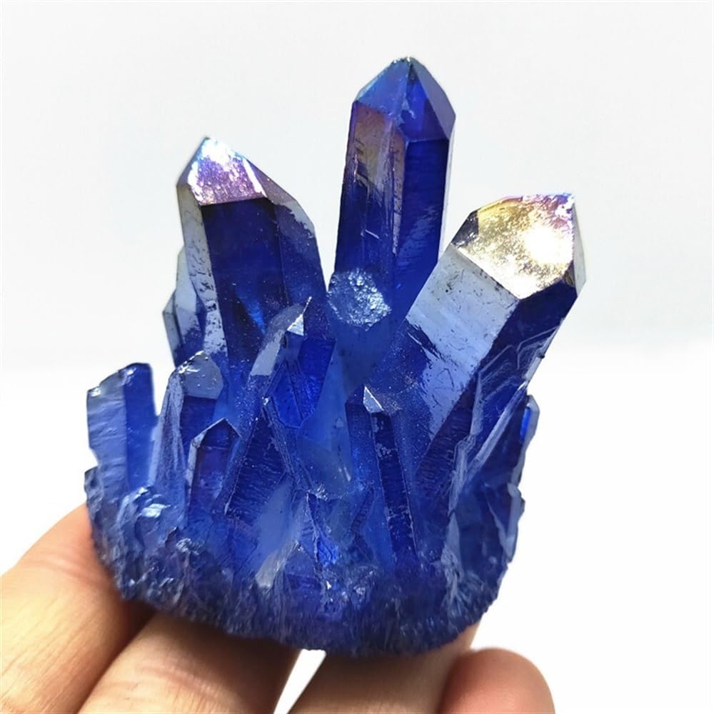 YLQUXEUV Crystal Cluster Blue Angel Aura Flower Electroplating Gemstone Quartz (Size : 200-300g)