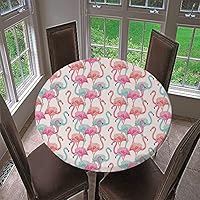 Chickw1 Nappe De Table Ronde Imperméable Avec Bord Élastique, Nappe Motif Flamant Rose Tropical 3D, Nappe Anti-dérapant Pour Café, Cuisine, Restaurants, Picnic, Camping (Rose,180cm