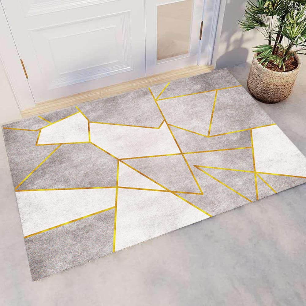 Paillasson entree exterieur Gris Beige Géométrique Tapis Paillasson d Entree Interieur tapis de bain Antidérapant Paillasson Lavable en Machine Paillasson Extérieur Absorbant Tapis Entree(90x150cm)