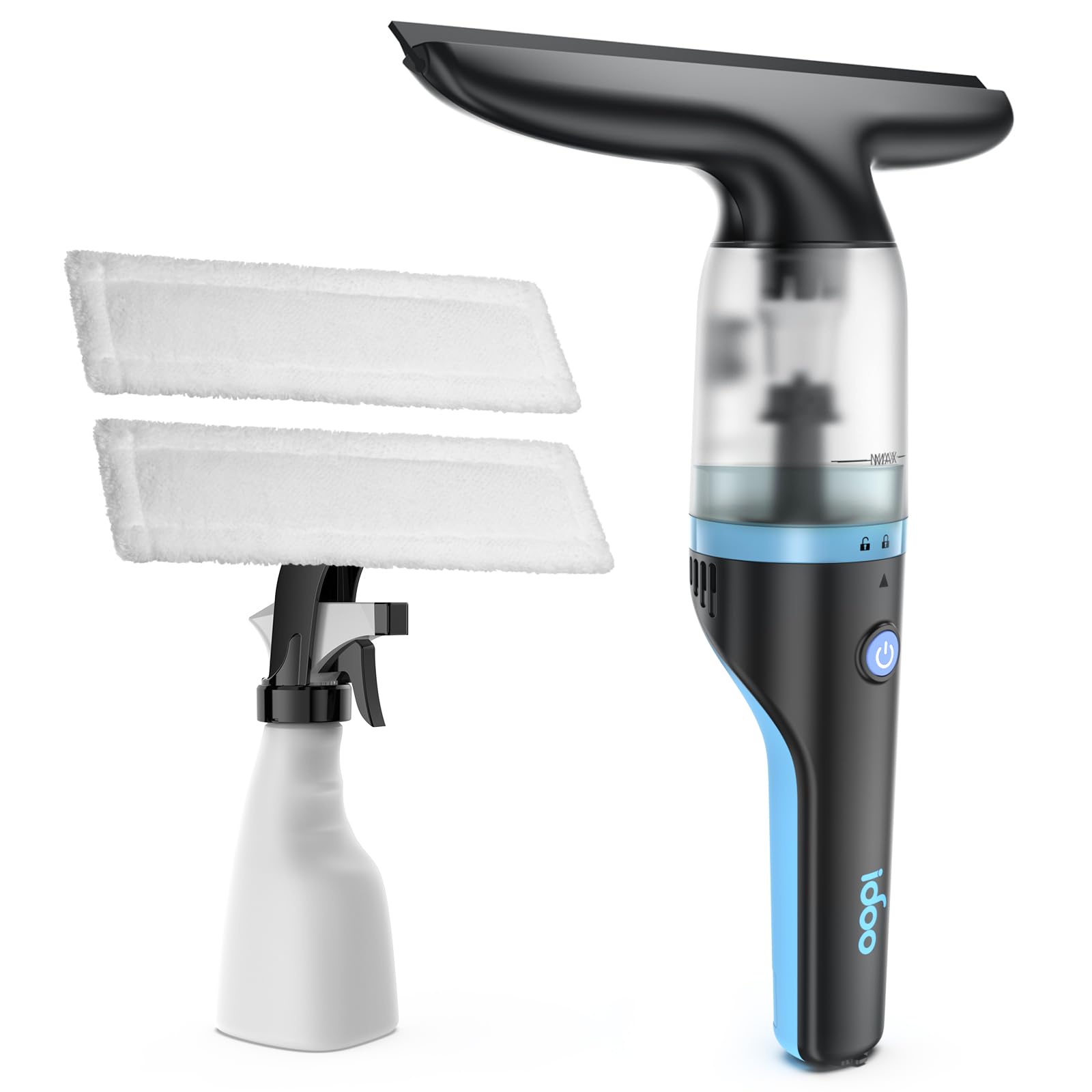 iDOO Aspirapolvere Elettrico per Vetri, Pulisci Vetri a Batteria per la Pulizia di Finestre, Specchi, Bagni e Docce, Pulisci Vetri Senza Fili, Involucro IPX4, Pulisci Vetri Elettrico, 40 Minuti