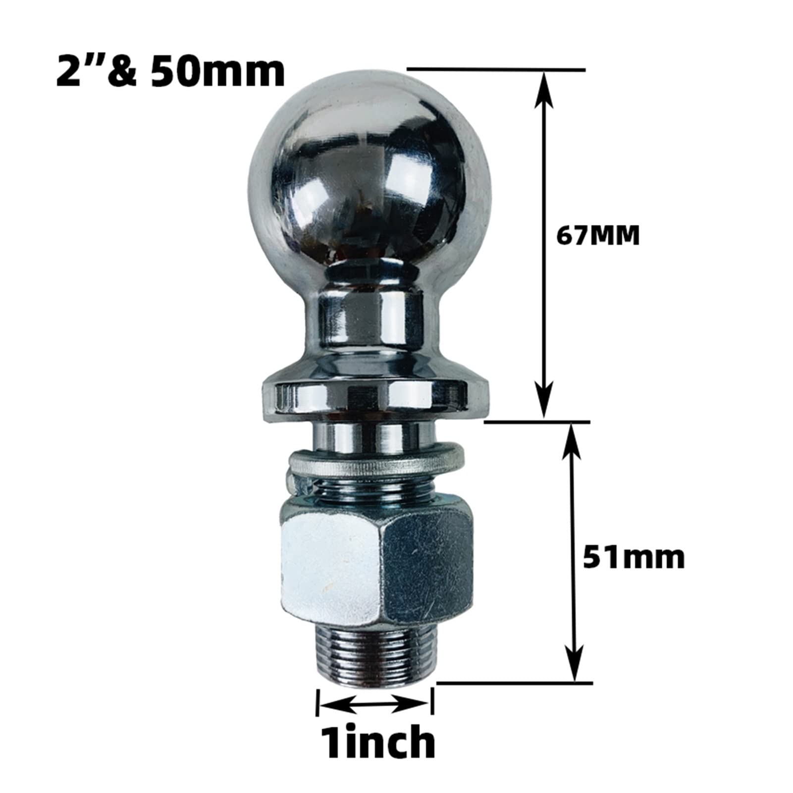 Zaczepy przyczepy Kula holownicza z chromowanym zaczepem kulowym 2"50 mm1 (M25) Średnica trzpienia. Zaczep przyczepy Udźwig kuli holowniczej 5000 funtów, części przyczepy, sprzęg przyczepy (kolor: