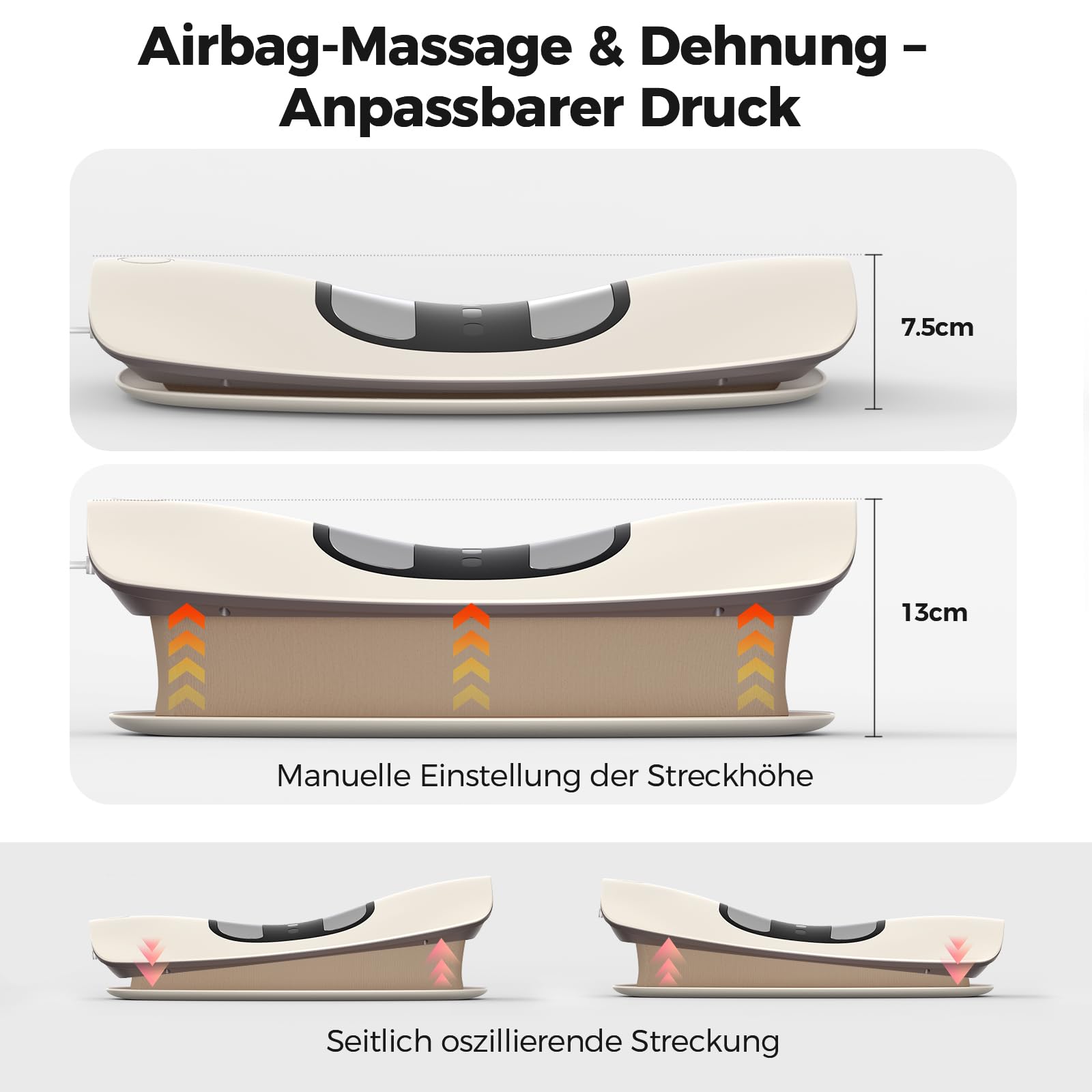 Neuer Elektrischer Rückenstrecker, Rückenmassagegerät mit Dynamische Airbag-Traktion, EMS Massage, Wärmefunktion, Vibrationsmassage, Rot-Blau-Licht, Rückenschmerzlinderung & Bandscheibentraining