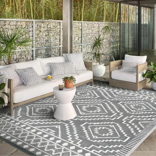 Wonnitar Outdoor Rugs 9x12 Waterproof Plastic Straw Rug, Large Ou...