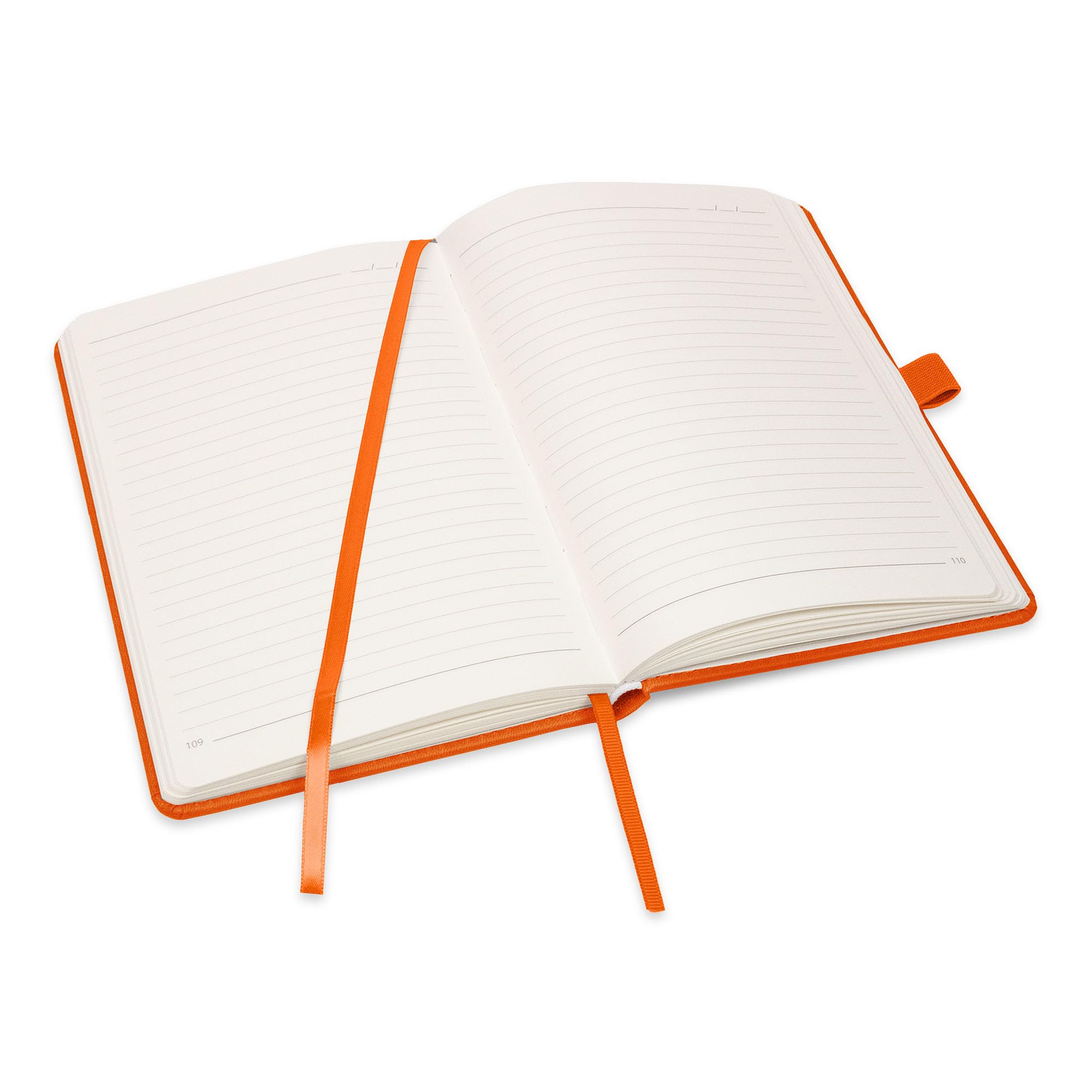 Notes London - Confezione da 50 quaderni A5 con copertina rigida cucita, pagine a righe numerate e contrassegnate con data, 100 g/m², 2 nastri, passante per penna, pagina contenuti, tasca, di