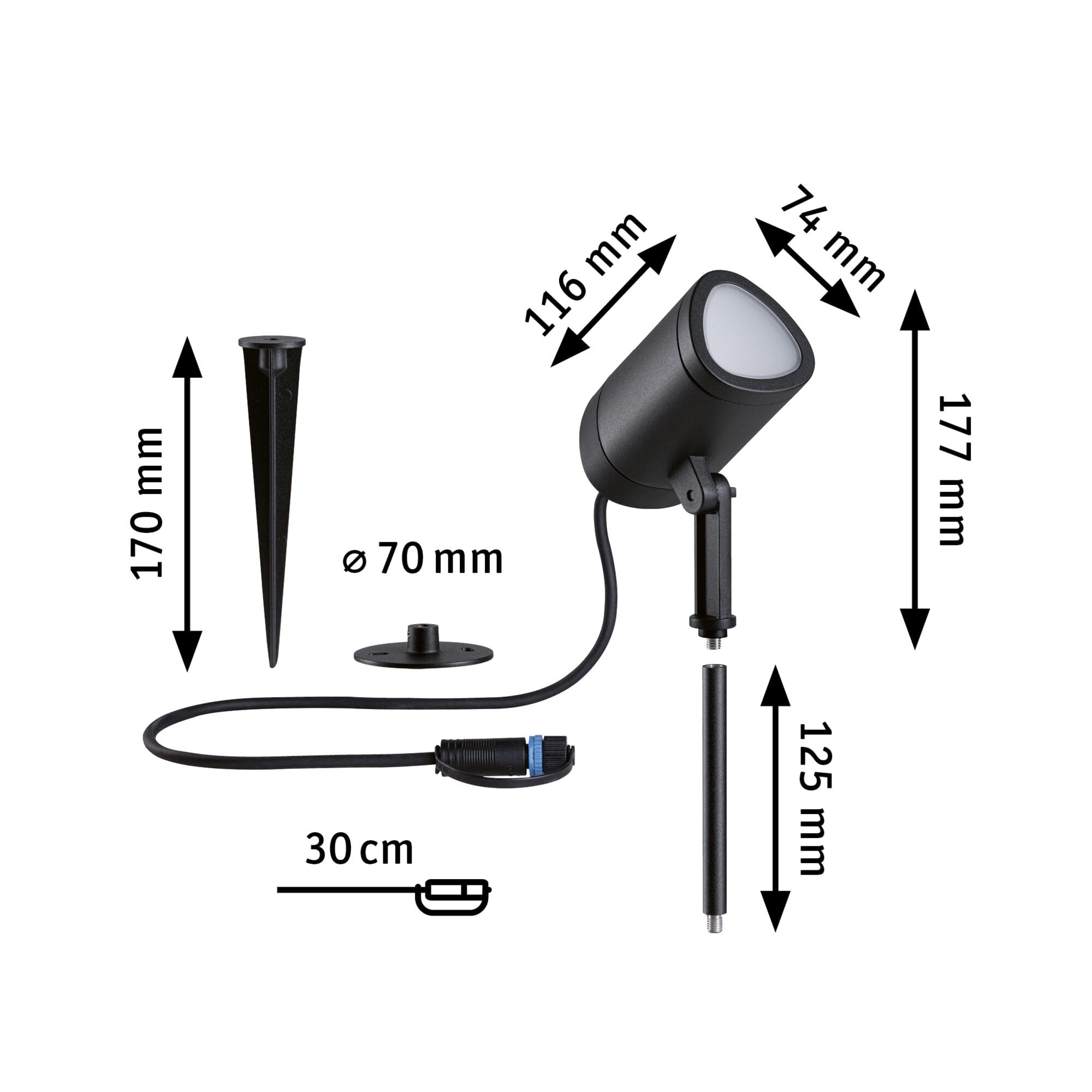 Paulmann 94849 Plug & Shine Projecteur de jardin LED Shira Smart Home Zigbee 6,5W 250lm gradable 455 mm Anthracite aluminium RGBW+