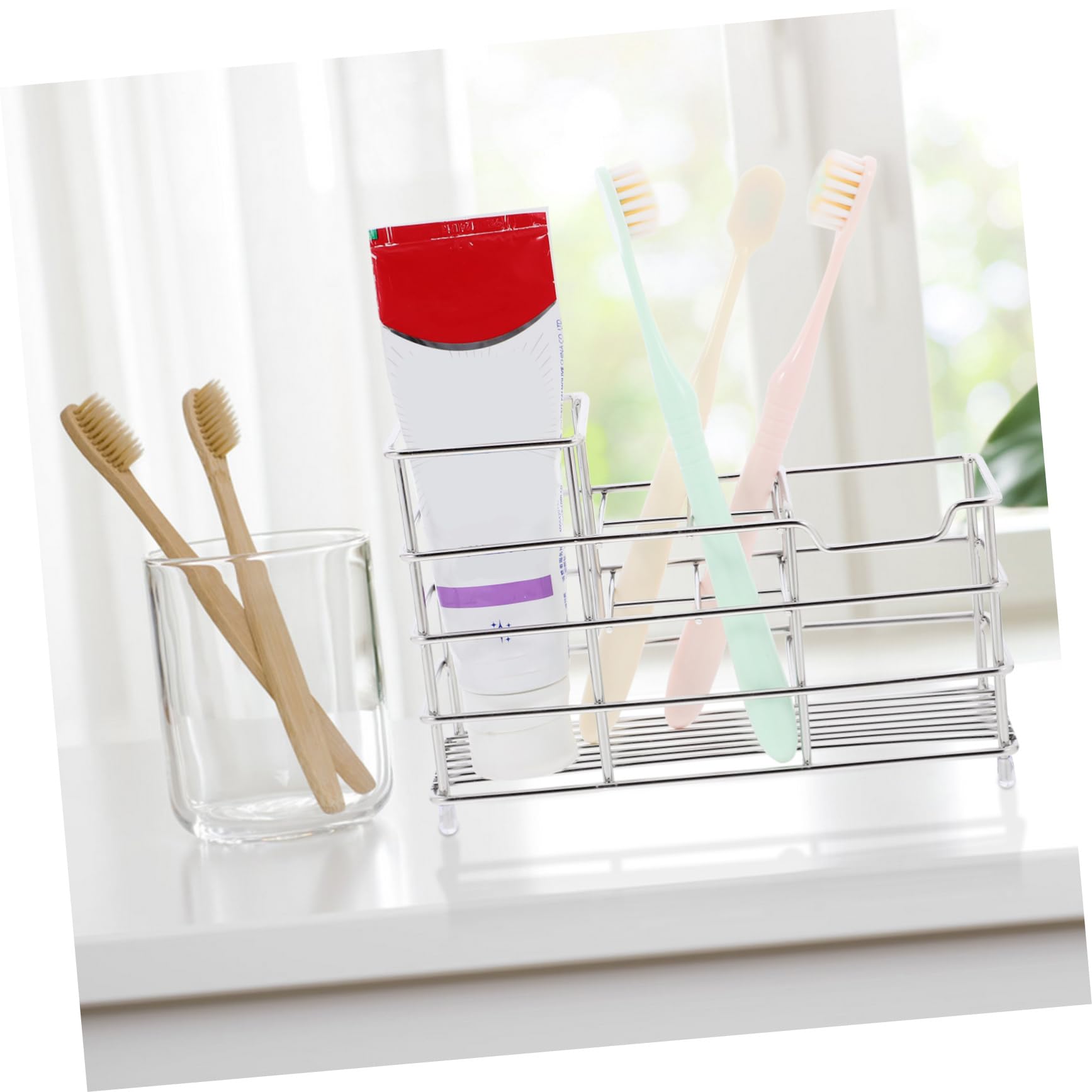 PRETYZOOM 4 Estantes De Almacenamiento para Baño Estante Organizador para Baño Soporte De Exhibición para Baño Organizador De Almacenamiento De Pasta De Soporte para Cepillo De