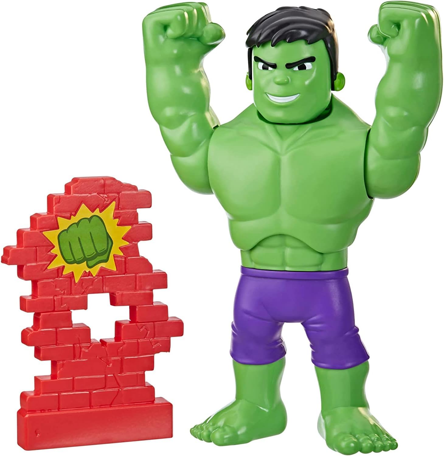 SPIDEY AND HIS AMAZING FRIENDS Hasbro Marvel Power Smash Hulk Pre-school Toy, Face-Changing 25-cm Hulk Action Figure, Ages 3+, Multicolor (F5067)